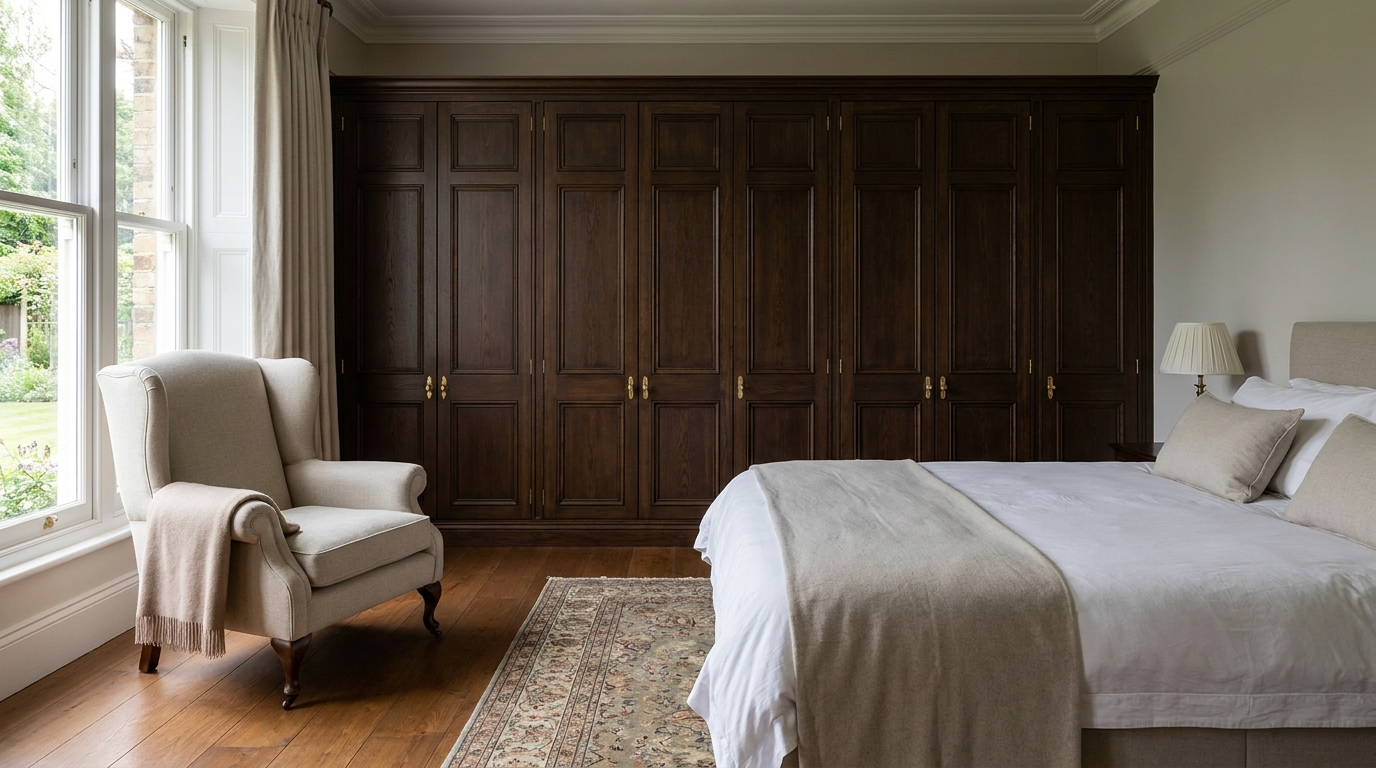 Bespoke fitted wardrobe in a Hertfordshire master bedroom