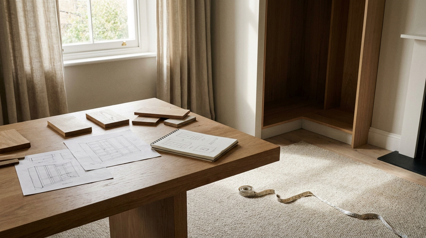 Bespoke wardrobe design consultation in a Hertfordshire bedroom