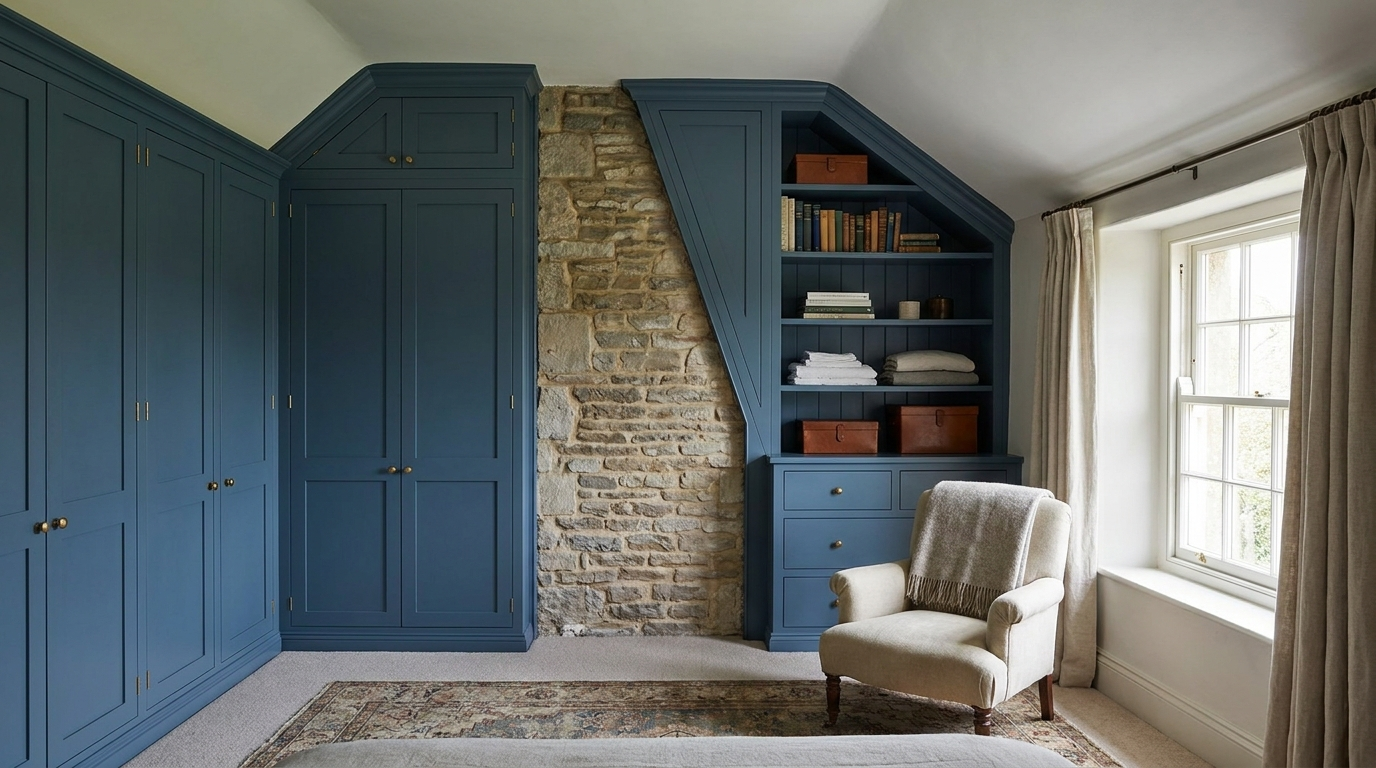 Bespoke bedroom storage cabinetry with fitted wardrobes